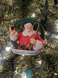 1990 Coca Cola Christmas Trim A Tree Ornament Santa Seasons Greetings No Box - Picture 1 of 4