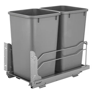 Rev-A-Shelf Double Pullout Trash Can 27 qt. with Soft-close, 53WC-1527SCDM-217 - Picture 1 of 8