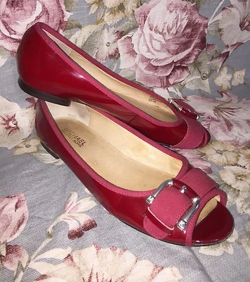 MICHAEL KORS Mujeres Rojo y Plata Hebilla Plana Ballet Plano Puntera Abierta Talla 7.5 M $169+ Foto 1 de 4