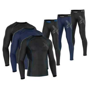 FDX Herren Compression Armour Base Layer Top Skin Fit + Kompressions Leggings Set - Bild 1 von 17