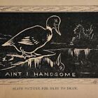 1872 beau motif tableau ardoise humoristique canard motif art victorien imprimé antique