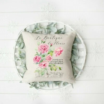 French Country Pillow Cover, La Boutique, 16 x 16 inch, Pink, Indoor/Outdoor - Image 1 of 3