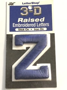 Joy Letter Shop Blue Z 2” Iron Stick On Embroidered Patch Craft Appliqué Sewing - Picture 1 of 6