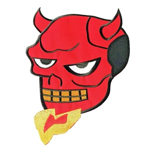 Japanischer Dämon Oni Maske bestickt Patch Bügelbild Applikation Abzeichen 10 x 7 Zoll - Bild 1 von 1