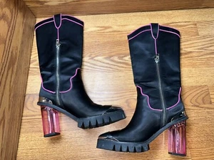 Botas de Vaquero Dolls Kill Wild Hearted Rosa Neón Negro Hasta la Rodilla Para Mujer Talla 8M” - Imagen 1 de 6