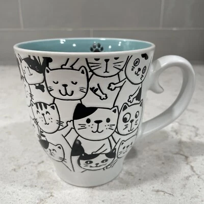 Taza CAT FACE PALS Repetir Caras 17oz Spectrum Designz 2024 Verde Agua Interior NUEVA Foto 1 de 4