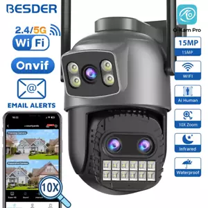 15MP Wifi Camera PTZ Outdoor Dual Screen 10X Digital Zoom Human Detection 10MP S - Picture 1 of 48