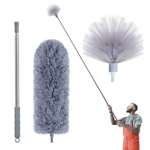Cobweb Duster with Extension Pole Spider Web Brush & Ceiling Duster Kit for Cle - Picture 1 of 7