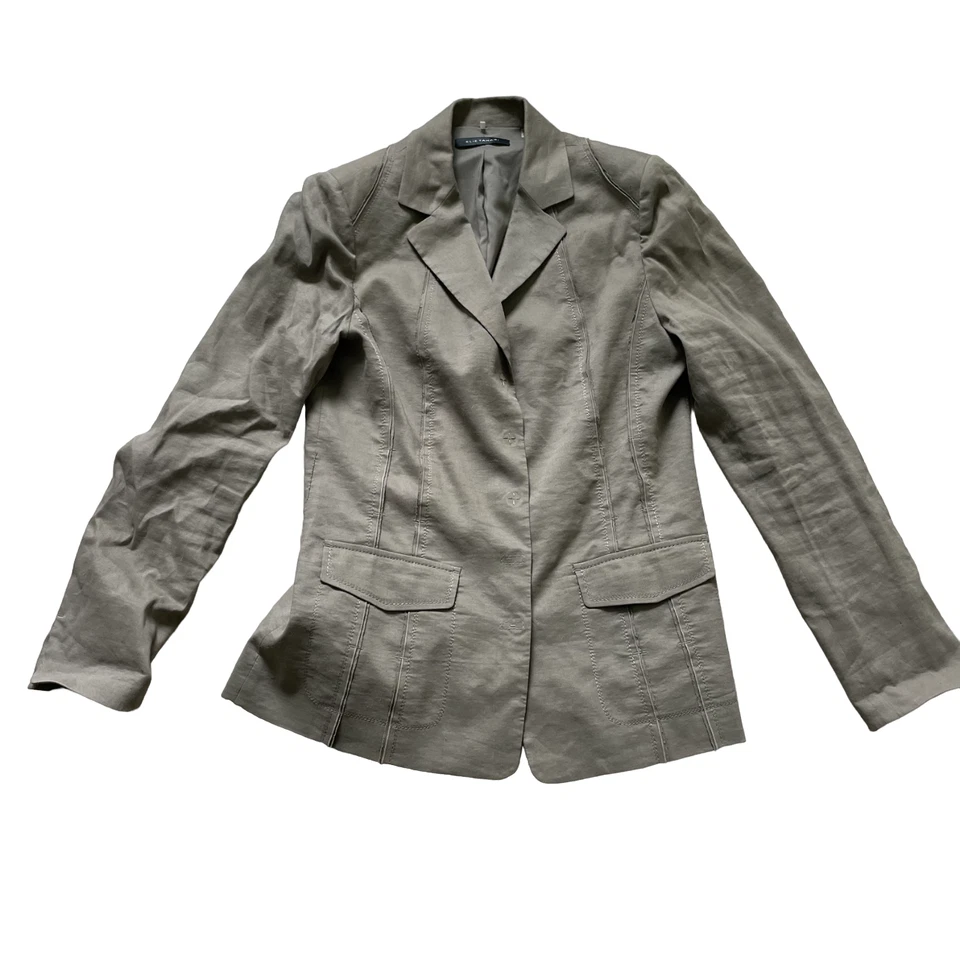 Blazer Chaqueta Elie Tahari Bolsillos con Solapa Muesca Mangas Largas Tostado Talla 10 Foto 1 de 4