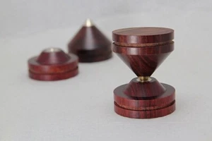 4 pièces bois de rose + amplificateur en laiton support d'isolation pieds haut-parleur pointes base - Photo 1/15