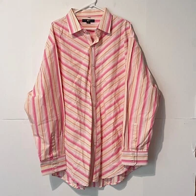 Elephant Mens Shirt Size 3XL 18 36/37 Pink Multicolor Striped Long Sleeve - Image 1 of 4