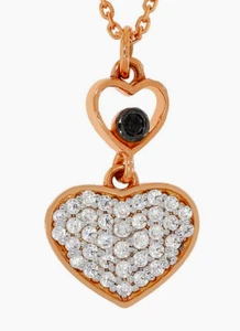 0.82ct Natural diamond 14k yellow Gold onyx wedding Anniversary heart Pendant - Picture 1 of 3