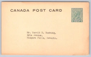 UX52b, George V, 1c, 1930s Postcard To Harold D. Rosburg, Niagara Falls, Ontario - Picture 1 of 2
