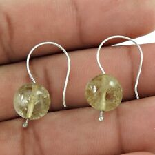 Natural Crystal Gemstone Drop/Dangle Vintage Clear Earrings 925 Silver C25