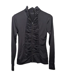 Vintage Y2K Fredericks Of Hollywood Full Zip Ruffle Top Fitted Goth Whimsigoth - Picture 1 of 11