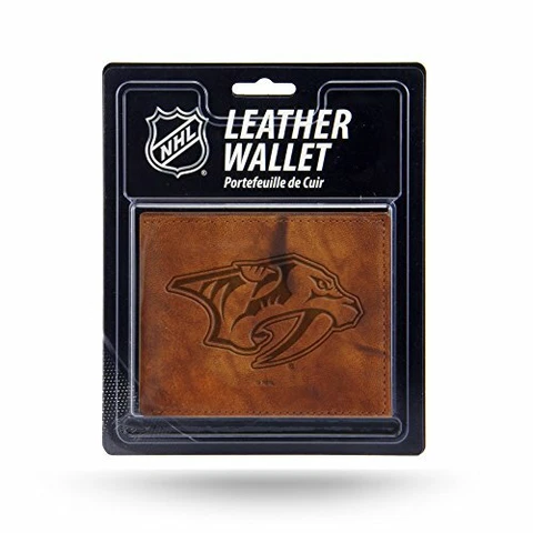 NASHVILLE PREDATORS Embossed Brown Leather bi-fold Wallet Cover