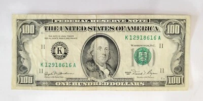 1981 One Hundred Dollar Bill $100 Federal Reserve Note, Serial # K12918616A - Image 1 of 2