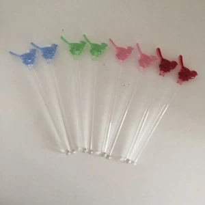 Swell Bird Swizzle Sticks Beverage Cocktail Stirrers Colorful Plastic Set of 8 - Picture 1 of 12