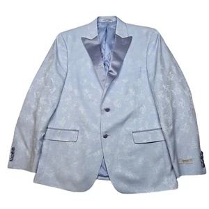Alfani Slim Fit Dinner Jacket Mens 42R 42 Blue Floral Shawl Lapel Blazer $295 - Picture 1 of 12