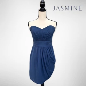 Mini Vestido Asimétrico B2 Jazmín Dama de honor Formal Sin tirantes de gasa (6) - Imagen 1 de 12