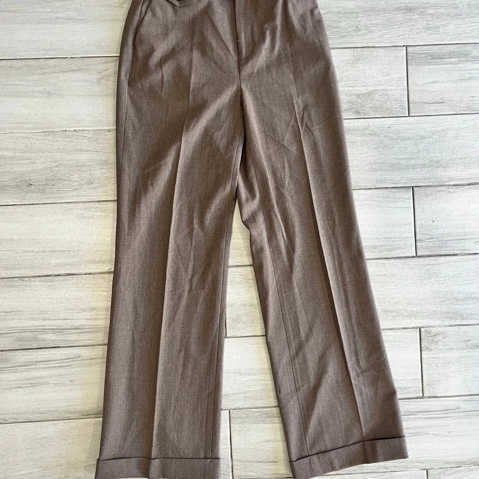 Pantalones de vestir plisados de lana Lauren Ralph Lauren, marrón talla 6 Foto 1 de 4