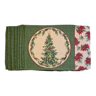 Christmas Tapestry Placemats Set of 8 Christmas Tree & Poinsettia 19" x 12.5" - Image 1 of 4