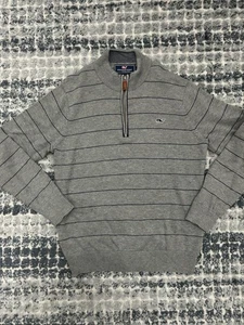 Vineyard Vines Boy's 1/4 Zip Pullover Sweater Heather Grey Cotton Size M (12/14) - Picture 1 of 7