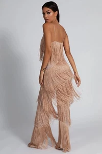 Meshki Pants Womens Size M Nude Amira Fringe Stretch Festival - Bild 1 von 14