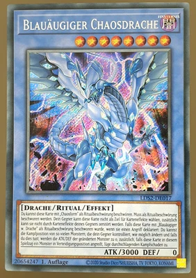 Blauäugiger Chaos Drache Secret Rare + Chaosform Yugioh Weißer Drache Deck LDS2 - Bild 1 von 2