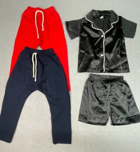 Boy's Red and Navy Sweat Pants and Black Pajama's Set Bundle Small Size USED - Picture 1 of 8