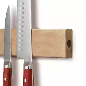 12in 30cm Magnetic Knife Strip Wood Knife Holder Rack Metal Tool Storage Shelf - Picture 1 of 13