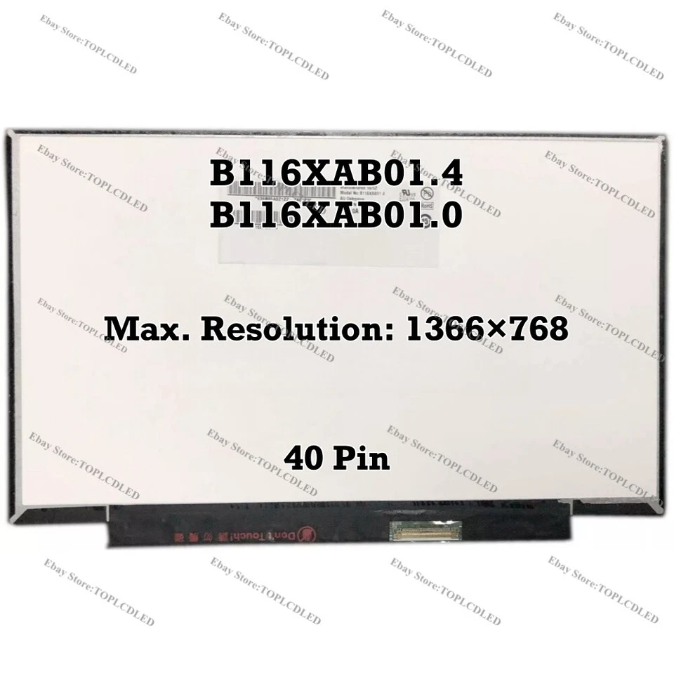 B116XAB01.4 Fit B116XAB01.0 HD IPS 60Hz EDP 40 Pin LCD Screen Replacement Panel - Image 1 of 1