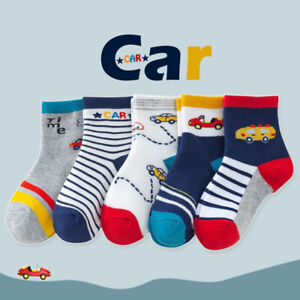 5 Pairs Baby Girls Boys Kids Toddlers Warm Socks Kids Cotton Cute Car Socks