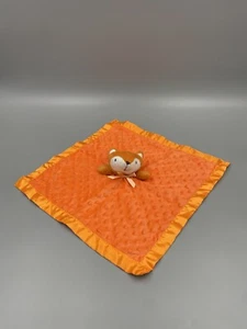 Orange Fox Lovey Plush Baby Security Blanket Minky Dots Satin Like Trim Bottom - Picture 1 of 4