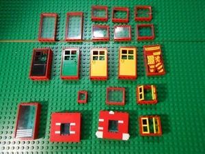 Lot of (15) Red LEGO Door Frames Windows w/ Plates Glass Shutter Parts Pieces - Picture 1 of 6