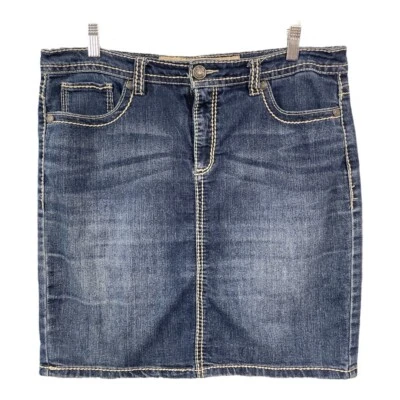 Nine West Vintage America Jeans Wmoen's Size 10/29 Jean Skirt Pockets Stretch Foto 1 de 4