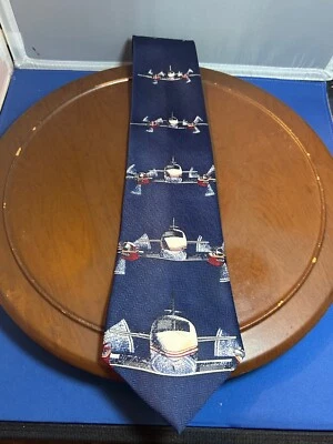 Corbata de avión 100 % poliéster azul hecha a mano de A. Rogers para hombre Foto 1 de 4