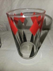 Vintage MCM Atomic Starburst Trinkgläser 4er Set rot und schwarz - Bild 1 von 4