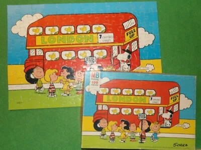 Rompecabezas Milton Bradley 1976 Peanuts London 100 piezas autobús completo de Londres Foto 1 de 3