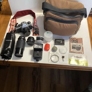 Lot Ricoh KR-10 SE Film Camera Rikenon 50mm Lens Ozawa 80-205 MM Japan & Acc - Picture 1 of 20