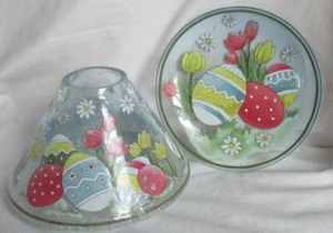 Yankee Candle Clear EASTER CRACKLE Large Jar Shade & Tray Spring eggs flowers - Picture 1 of 9