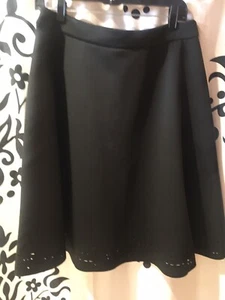 EUC Karl Lagerfeld Size 10 Black Perforated Hem A-line Scuba Skirt Beautiful! - Picture 1 of 6