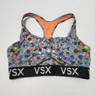 Victoria's Secret Women Sports Bra Large Gray Paint Splatter Racerback Pullover - Image 1 of 4