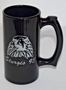 Sturgis 1993 Coffee Mug Black with Bald Eagle Bust 5 1/2" Tall - Picture 1 of 6
