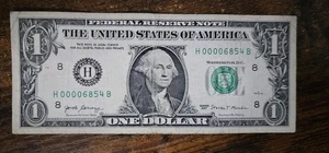4 Digit Low Serial Number 00006854 Fancy Serial Number One Dollar Bill - Picture 1 of 2