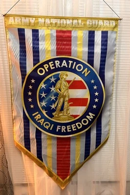 EXTREMELY RARE! Large National Guard Operation Freedom Iraqi Wall Banner Flag  - Image 1 of 4