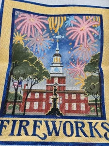Independence Hall~Philadelphia~Patriotic~Americana~Needlepoint Canvas~Large - Picture 1 of 2