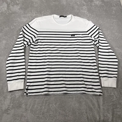 Camisa Polo Ralph Lauren Hombre XL Blanca Negra Rayas Manga Larga Cuello Redondo Náutica Foto 1 de 4