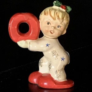 Vintage Weihnachten Pyjama Kerzenhalter "O" NUR von NOEL Napco Japan *LESEN* - Bild 1 von 13