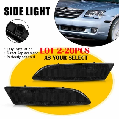 2-20X Front Bumper Side Marker Lights For 2004-2008 Chrysler Crossfire Smoke Len - Imagem 1 de 4